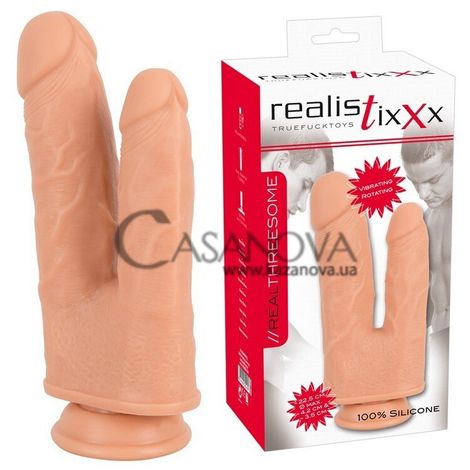 Основне фото Подвійний вібратор RealistiXXX Threesome тілесний 22,5 см