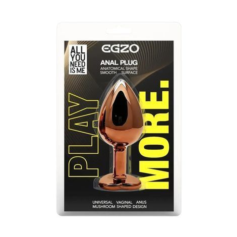 Основне фото Анальна пробка EGZO Dark Gold Heart Plug S золотиста з бузковим кристалом 7,1 см