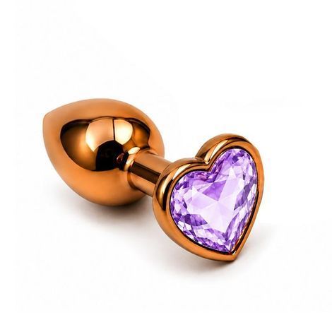 Основне фото Анальна пробка EGZO Dark Gold Heart Plug S золотиста з бузковим кристалом 7,1 см
