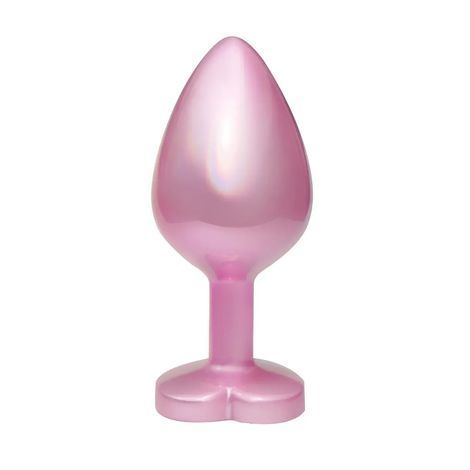 Основное фото Анальная пробка EGZO Pink Perl Heart Plug S розовая с прозрачным кристаллом 7,1 см