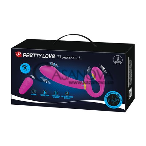 Основное фото Безремневой страпон с электростимуляцией Lybaile Pretty Love Thunderbird фиолетовый 22,5 см
