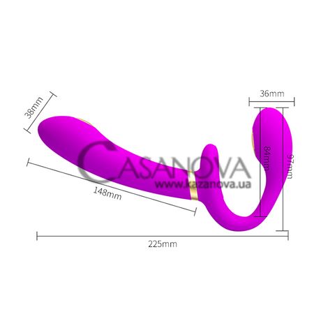 Основне фото Безремінний страпон з електростимуляцією Lybaile Pretty Love Thunderbird фіолетовий 22,5 см
