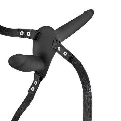Основное фото Двусторонний вибрострапон Fetish Tentation Double Gode Vibrating Strap-On чёрный