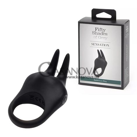 Основне фото Ерекційне кільце Fifty Shades of Grey Sensation Rechargeable Vibrating Rabbit Love Ring чорне 9,3 см