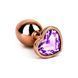 Додаткове фото Анальна пробка EGZO Dark Gold Heart Plug S золотиста з бузковим кристалом 7,1 см