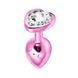 Дополнительное фото Анальная пробка EGZO Pink Perl Heart Plug S розовая с прозрачным кристаллом 7,1 см