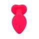 Дополнительное фото Силиконовая анальная пробка EGZO Silicone Pink Heart Plug S розовая с синим кристаллом 7,1 см