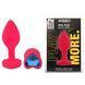 Дополнительное фото Силиконовая анальная пробка EGZO Silicone Pink Heart Plug S розовая с синим кристаллом 7,1 см