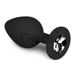 Основне фото Анальна пробка EasyToys Diamond Plug With Crystal чорна з чорним каменем 8,5 см