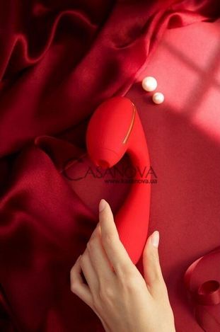 Основное фото Вакуумный вагинально-клиторальный вибратор с подогревом KisToy Tina красный 17,5 см
