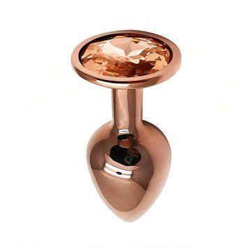 Основное фото Анальная пробка EGZO Dark Gold Round Plug S золотистая с золотистым кристаллом 7 см