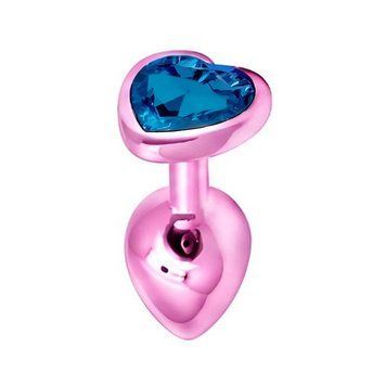 Основное фото Анальная пробка EGZO Pink Perl Heart Plug S розовая с синим кристаллом 7,1 см