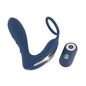Основное фото Вибромассажёр простаты You2Toys Vibrating Prostate Plug With Cock Ring синий 14,5 см