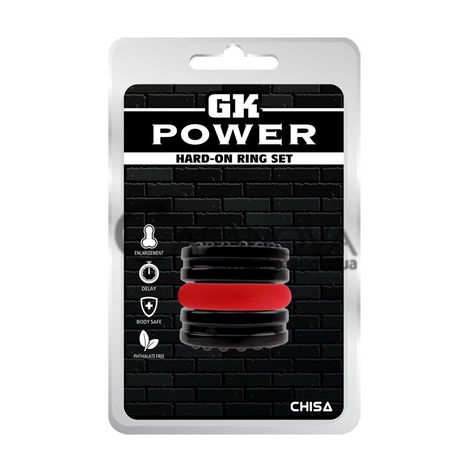Основне фото Набір ерекційних кілець GK Power Hard-On Ring Set червоний з чорним