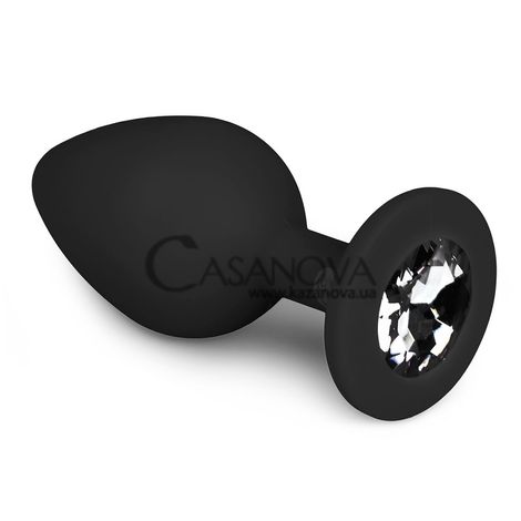 Основное фото Анальная пробка EasyToys Diamond Plug With Crystal чёрная с чёрным камнем 8,5 см