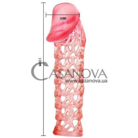 Основне фото Закрита насадка на член BI-026200 Male-Wear Grid Sleeve рожева 13 см