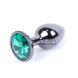 Додаткове фото Анальна пробка Boss Of Toys Jawellery Exclusivity Dark Silver срібляста з зеленим каменем 7 см