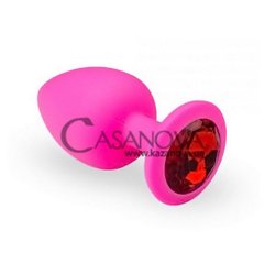 Основное фото Анальная пробка Pink Silicone Ruby розовая с красным кристаллом 9 см