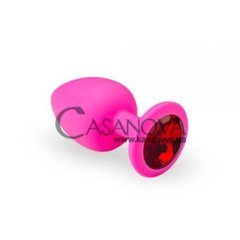 Основное фото Анальная пробка Crystal Anal Plug M розовая с красным кристаллом 8,5 см