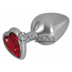 Основне фото Анальна пробка серце Diamond Anal Plug Medium 532789 срібляста з червоним 8,2 см