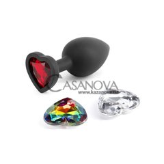 Основное фото Анальная пробка NS Novelties Glams Xchange Heart Small чёрная со съёмными камнями 7,2 см