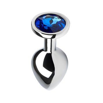 Основное фото Металлическая анальная пробка Crystal Silver L RDNI-280935 серебристая с синим кристаллом 9 см