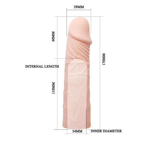 Основне фото Закрита насадка на член Penis Sleeve BI-0413 тілесна 17 см