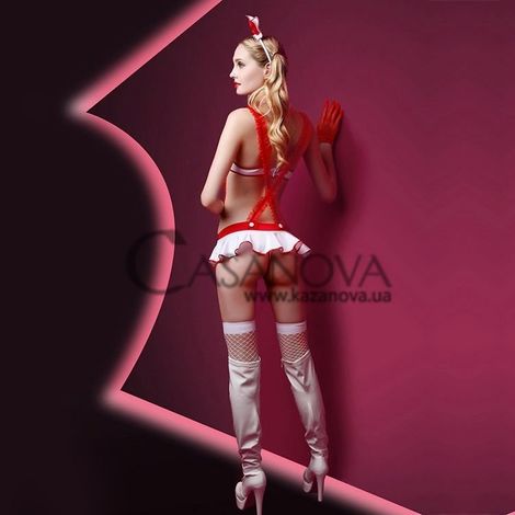 Основне фото Еротичний костюм Passion Медсестра Пустотлива Єва червоно-білий