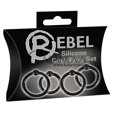 Основное фото Набор из 4 эрекционных колец Rebel Silicone Cock Ring Set чёрный