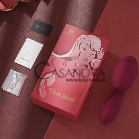 Основное фото Вакуумный вагинально-клиторальный вибратор KisToy Tina Mini бордовый 15 см