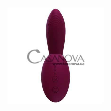 Основное фото Вакуумный вагинально-клиторальный вибратор KisToy Tina Mini бордовый 15 см