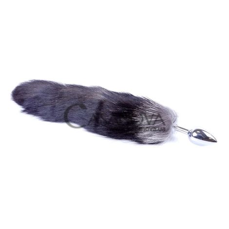 Основное фото Анальная пробка Boss Of Toys Fox Tail XXL серебристая с чёрным хвостом 6,5 см