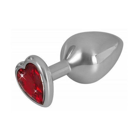 Основное фото Анальная пробка сердце Diamond Anal Plug Medium 532789 серебристая с красным 8,2 см