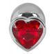 Дополнительное фото Анальная пробка сердце Diamond Anal Plug Medium 532789 серебристая с красным 8,2 см