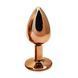 Дополнительное фото Анальная пробка EGZO Dark Gold Round Plug S золотистая с малиновым кристаллом 7 см