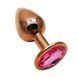 Дополнительное фото Анальная пробка EGZO Dark Gold Round Plug S золотистая с малиновым кристаллом 7 см
