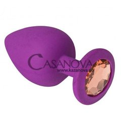 Основне фото Анальна пробка Purple Silicone Citrine фіолетова з помаранчевим кристалом 8,5 см