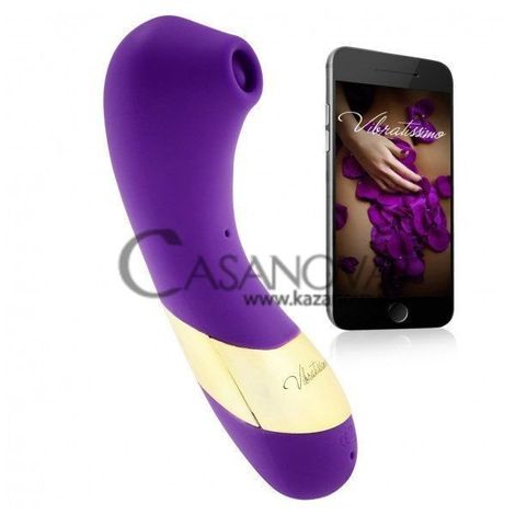 Основне фото Вакуумний кліторальний стимулятор Vibratissimo Secret Kiss+Licker фіолетовий із золотом