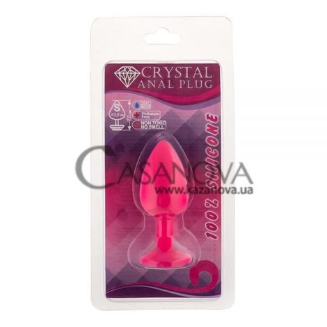 Основное фото Анальная пробка Crystal Anal Plug S розовая с красным кристаллом 7,5 см
