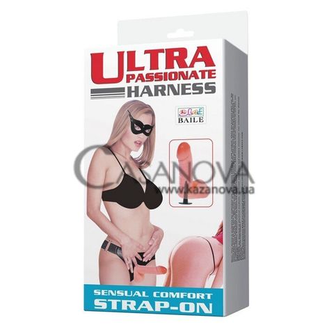 Основное фото Женский страпон Ultra Passionate Harness Sensual Comfort Strap-On телесный 17,5 см