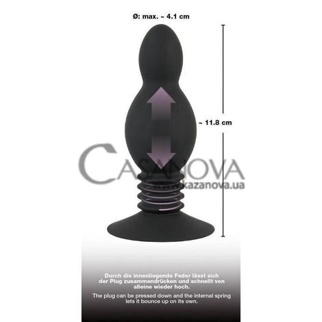 Основне фото Анальна пробка на присосці Black Velvets Bouncing Plug чорна 11,8 см