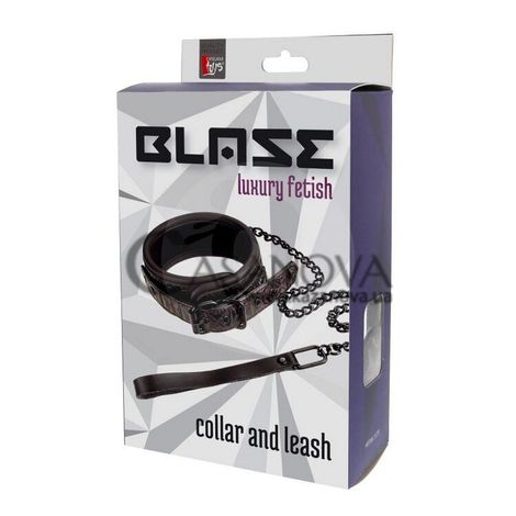 Основное фото Ошейник с поводком Blaze Luxury Fetish Collar And Leash чёрно-фиолетовый