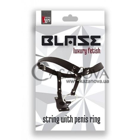 Основное фото Мужские стринги с кольцом Blaze Luxury Fetish String With Penis Ring чёрные
