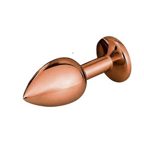 Основне фото Анальна пробка EGZO Dark Gold Round Plug S золотиста з червоним кристалом 7 см