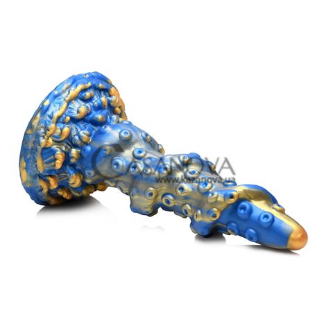 Основне фото Фантазійний фалоімітатор Creature Cocks Lord Kraken Tentacled Silicone Dildo синій із золотистим 21,1 см