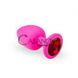 Дополнительное фото Анальная пробка Crystal Anal Plug S розовая с красным кристаллом 7,5 см