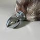 Додаткове фото Анальна пробка Alive BDSM Line Black And White Fox Tail S срібляста з чорним хвостом 7 см