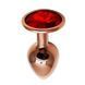 Додаткове фото Анальна пробка EGZO Dark Gold Round Plug S золотиста з червоним кристалом 7 см