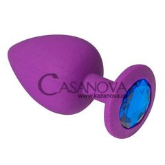 Основное фото Анальная пробка Purple Silicone Sapphire фиолетовая с синим кристаллом 8,5 см