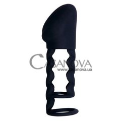 Основне фото Закрита рифлена насадка на пеніс Black Velvets Sleeve чорна 15,5 см